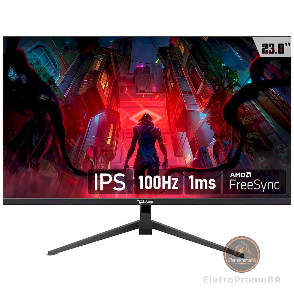 Monitor Gamer Duex, 23.8 Pol, IPS, FHD, 1ms, HDR, 100Hz, FreeSync, HDMI/VGA, Preto, DXMO238F100
