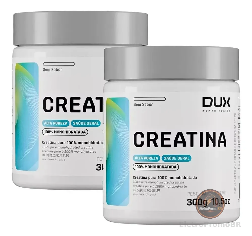 Creatina Dux 300g Kit 2 Unidades Monohidratada Sem Sabor
