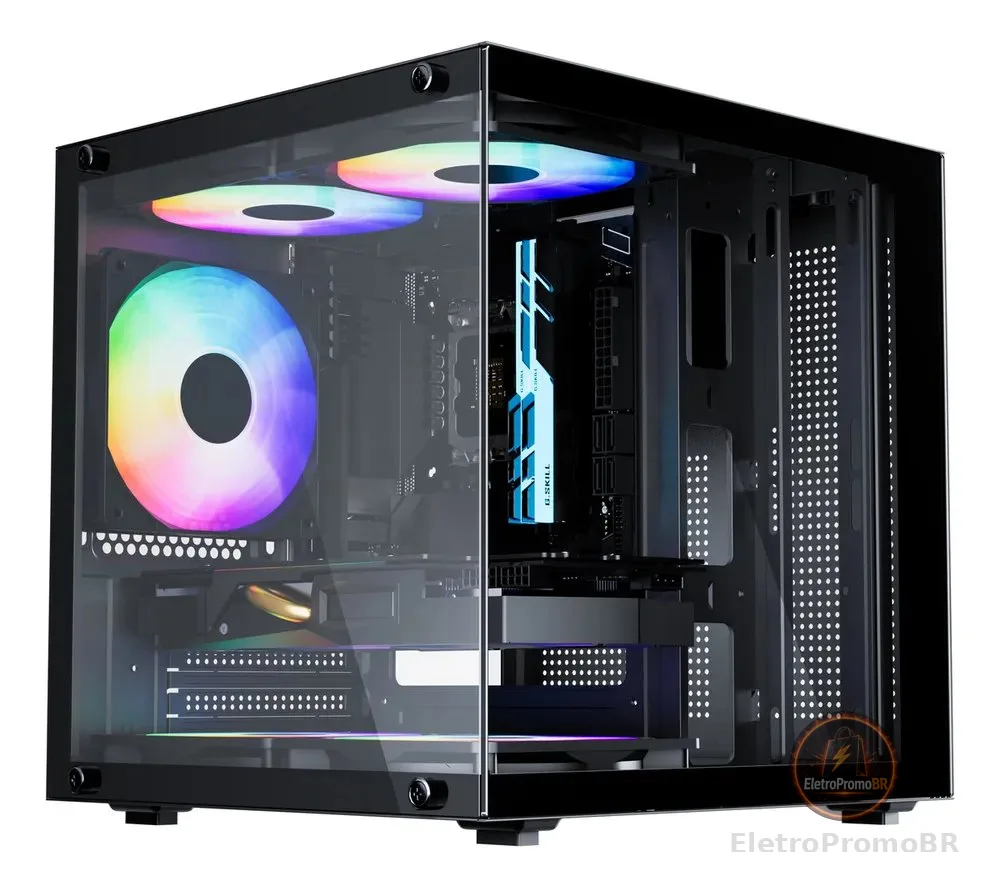 Gabinete Gamer Preto Bluecase com 5 Fans Bg-066 Life Pro