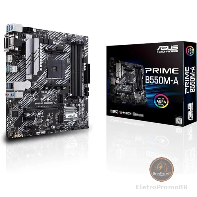 Placa mãe ASUS Prime B550M-A AMD B550 soquete AM4 Micro ATX DDR4-SDRAM