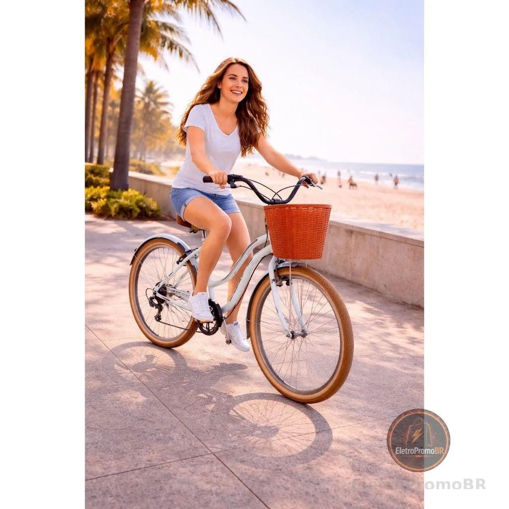 Bicicleta Retro Feminina Com Marcha Aro 26 Beach