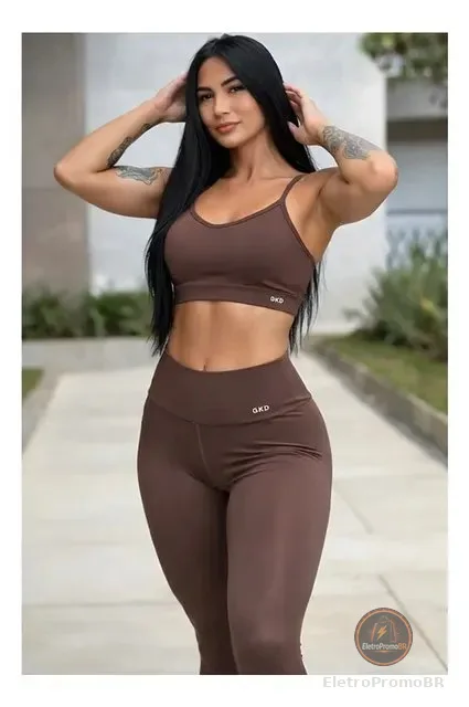 Conjunto Gkd Zero Transparência Legging Cós Alto Top Duplo