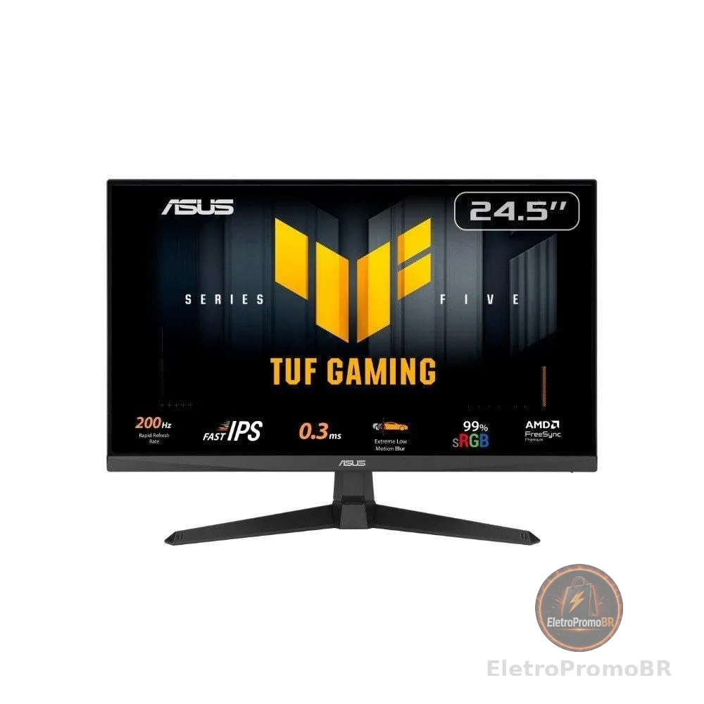 Monitor Gamer ASUS TUF 25", Full HD, 200Hz, 0.3ms, IPS, FreeSync Premium, Som Integrado, Preto - VG259Q5A