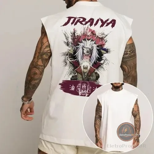 Camiseta Regata Oversized Longa Geek Jiraiya Moda Sábio Cost