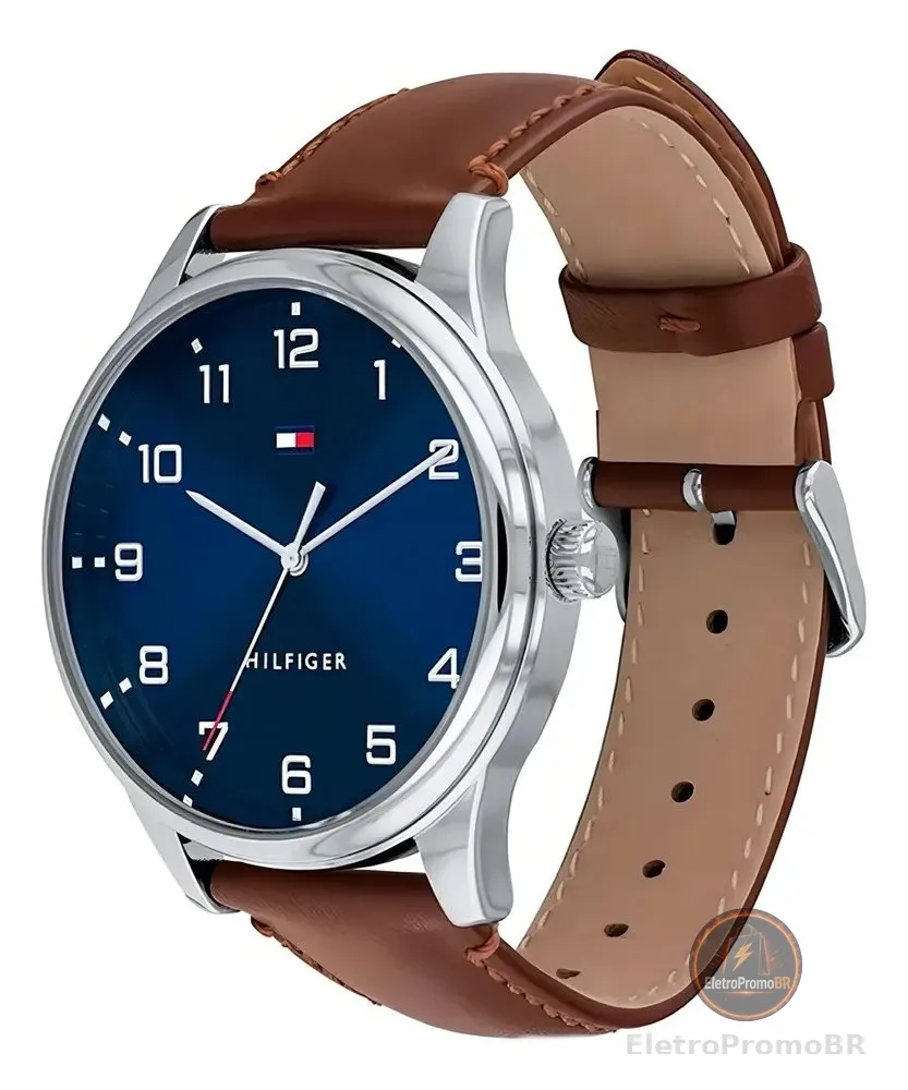Relógio masculino Tommy Hilfiger Essentials 1791659 de couro marrom