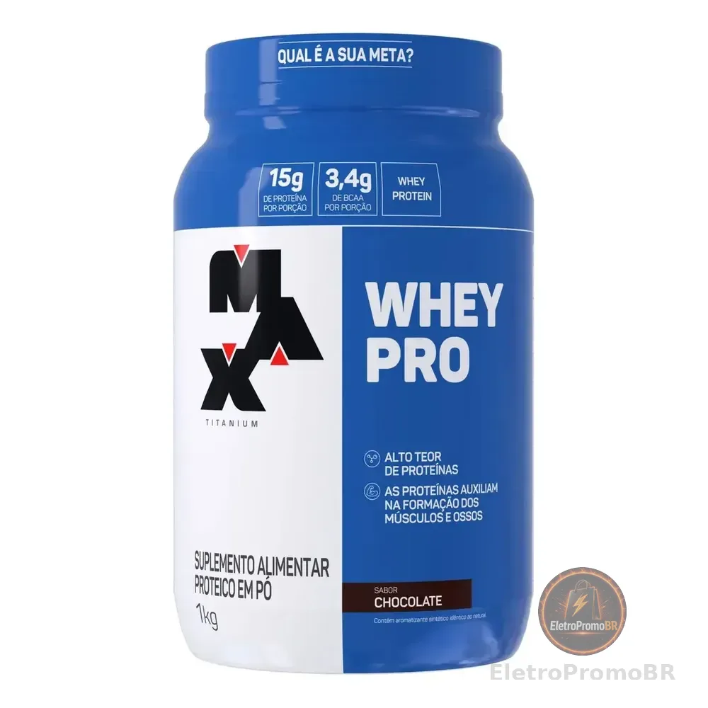 Suplemento Whey Pro Max Titanium Concentrado 1kg Chocolate Chocolate