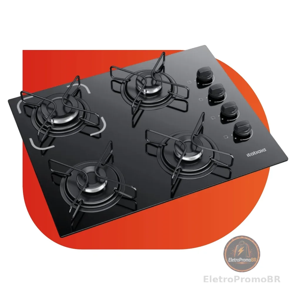 Cooktop 4 Bocas Itatiaia Essencial com Mesa de Vidro Temperado e Acendimento Automático Preto Bivolt