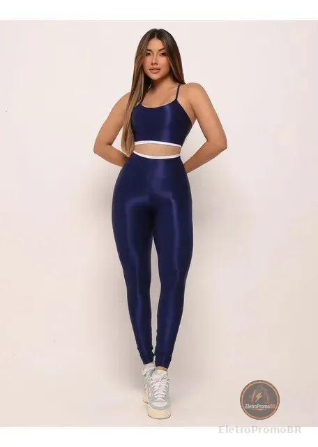 Conjunto Legging + Top Canelado Fitness Esportivo Feminino