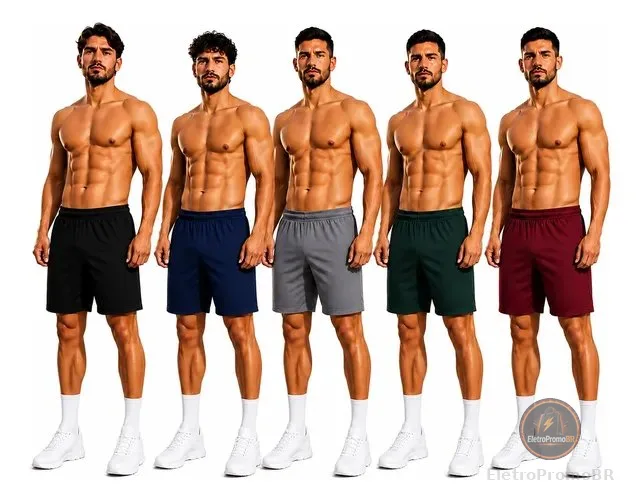 Kit 5 Bermuda Masculina Short Calção Futebol Academia Praia
