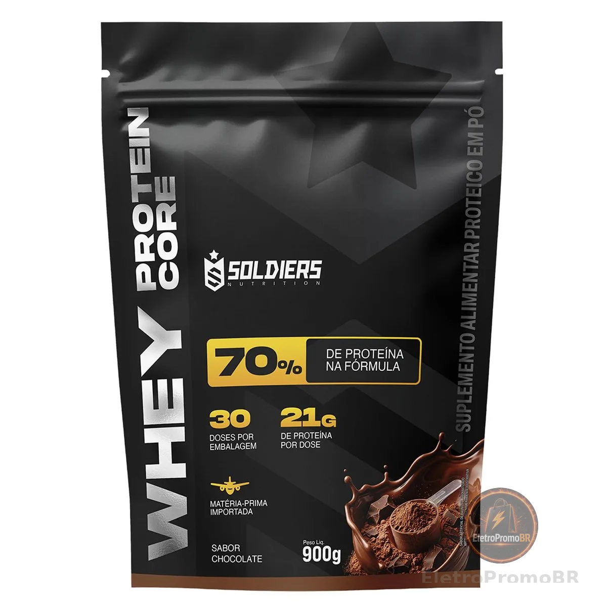 Whey Core Protein Proteínas Pó 900g - Soldiers Nutrition (Chocolate)