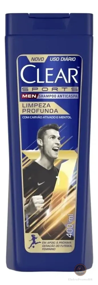 Shampoo Anticaspa Clear Men Sports Cristiano Ronaldo Limpeza Profunda 400 ml