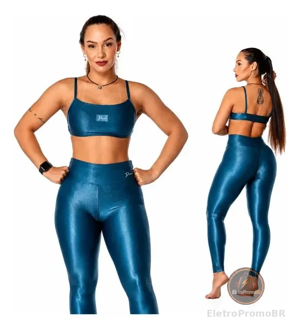 Diasp Roupa De Academia Top + Legging Blackout Canelado Bril