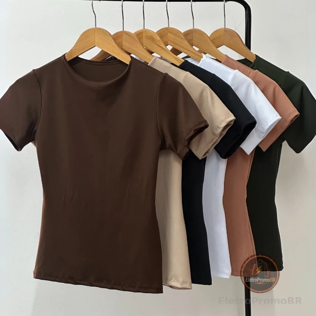 Blusa academia dia a dia básica suplex manguinha