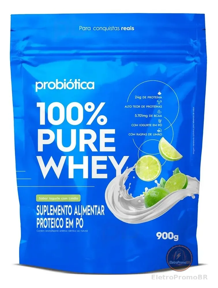 Whey Concentrado 100% Pure Whey Refil 900G Probiótica Sabor Iogurte com Limão