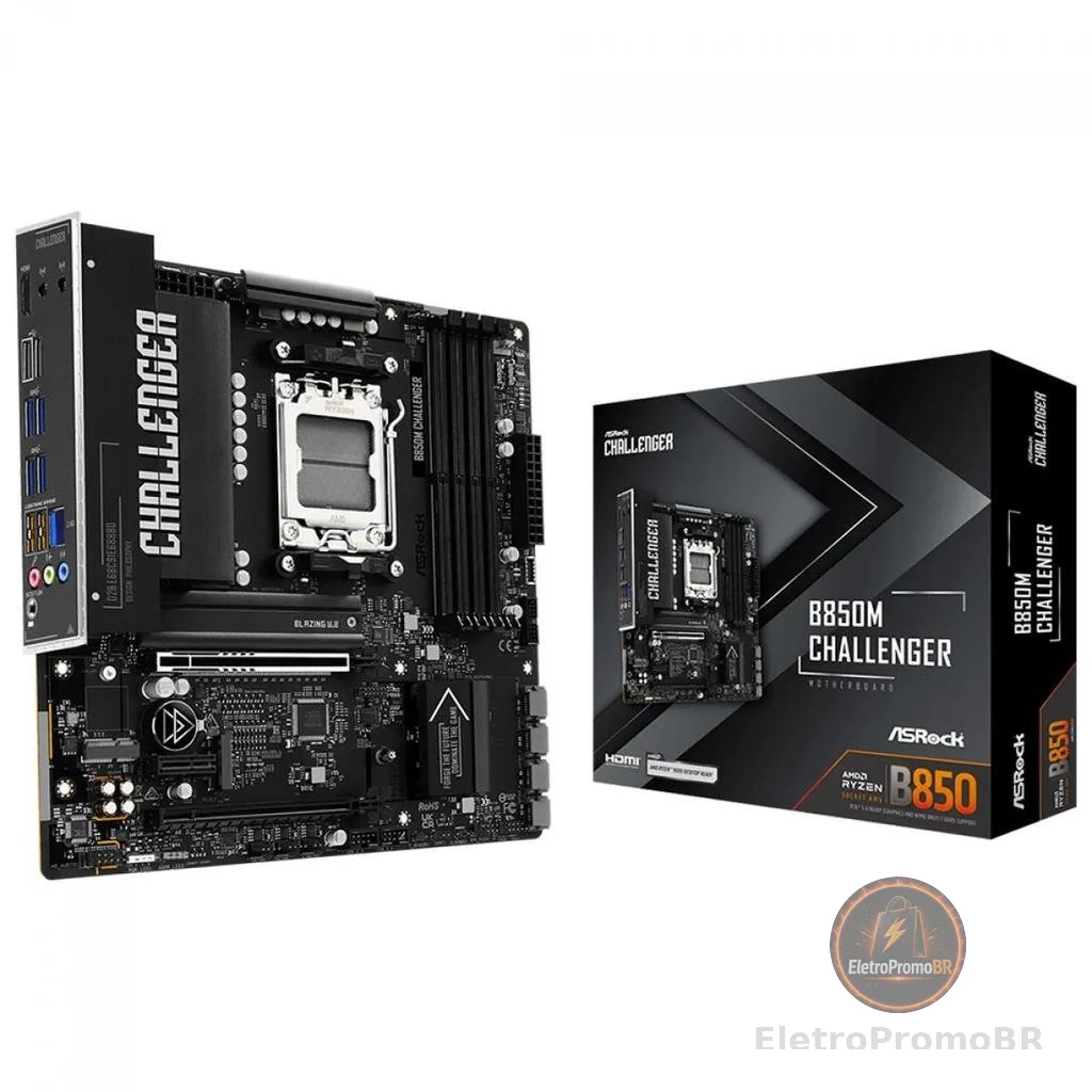 Placa Mãe ASRock B850M Challenger, Chipset B850, AMD AM5, mATX, DDR5