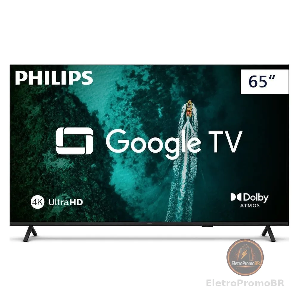 Smart TV 65 polegadas 4K Philips 65PUG7419/78 Google TV Comando de Voz Dolby Atmos