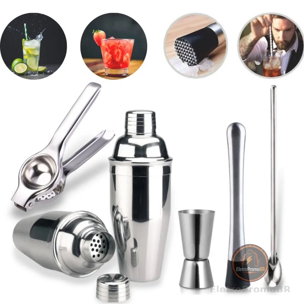 Kit Barman Caipirinha em Inox Completo Coqueteleira