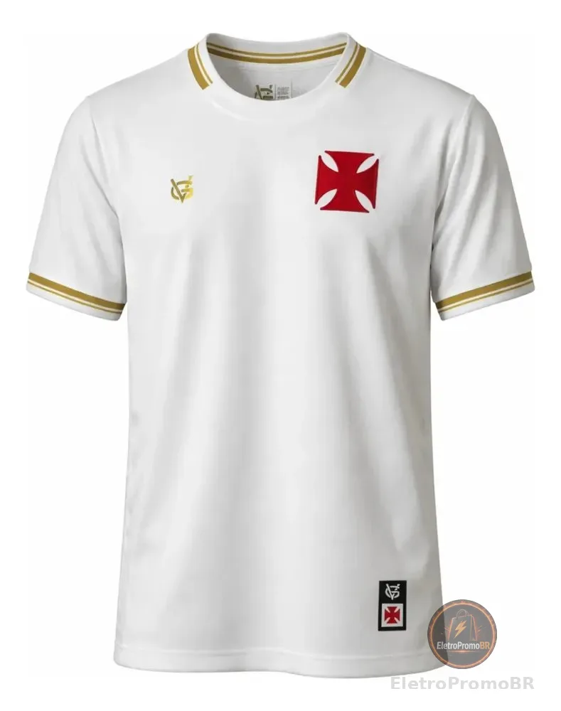 Camisa Vasco Vg Gold Masculina Símbolo Bordado Oficial Branco G