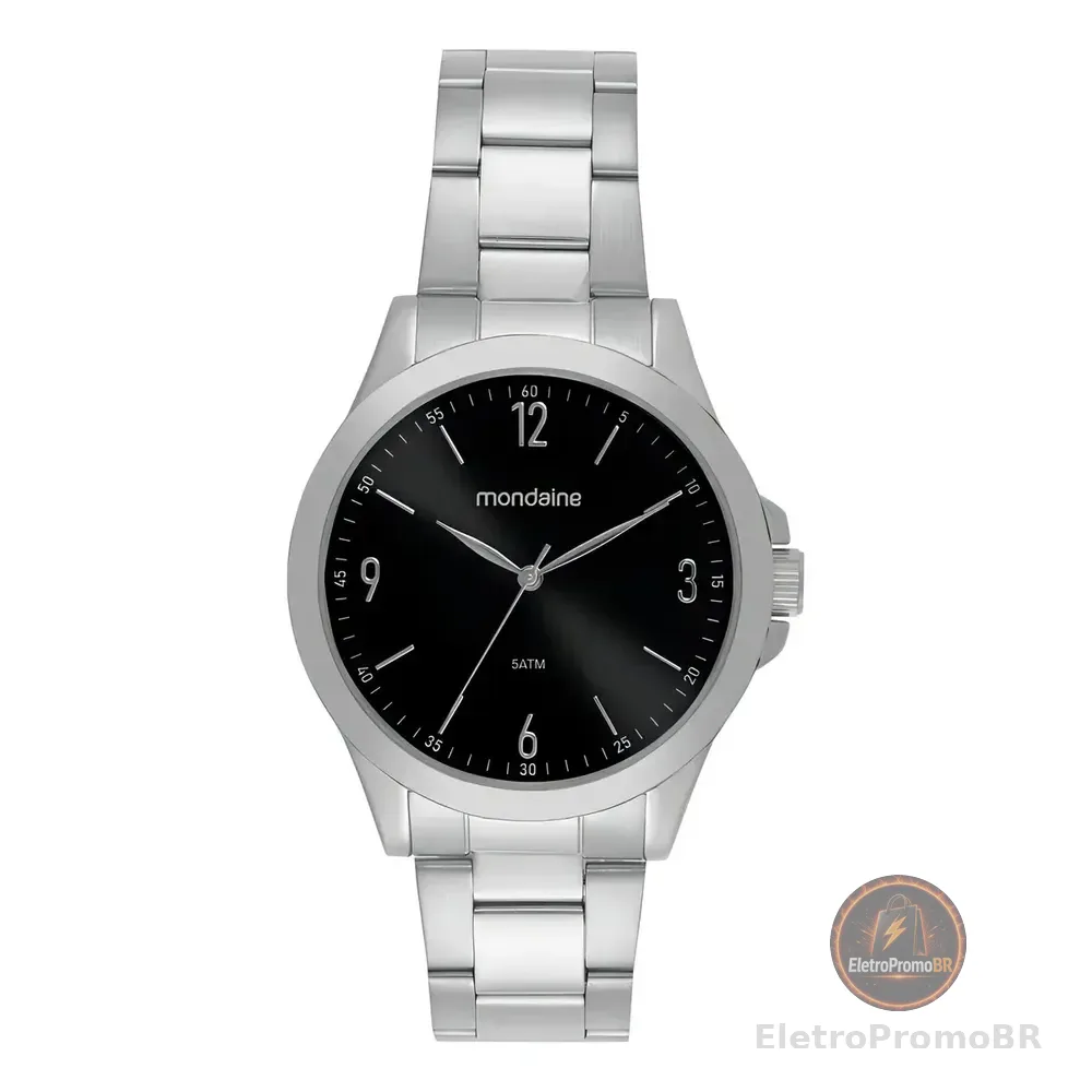 Relogio Mondaine Masculino Ref: 83515g0mvne3 Casual Prateado Preto