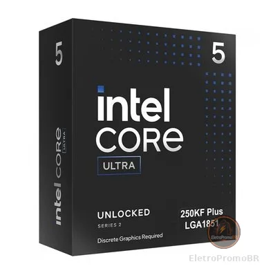 Processador Intel Core Ultra 5 250KF, 3.7GHz (5.4GHz Turbo), Cache 30MB, 14 Núcleos, 14 Threads, LGA 1851, Sem Vídeo Integrado - BX80768250KF