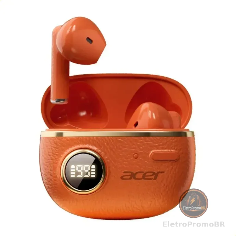 Fone De Ouvido Bluetooth Acer Ohr544 Com Estojo Digital Laranja