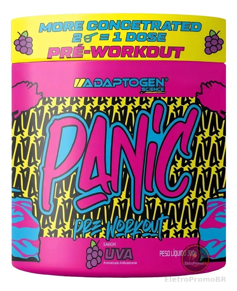 Suplemento Em Pó Adaptogen Science Panic Pré Treino com creatina Pote 300g Sabor Uva