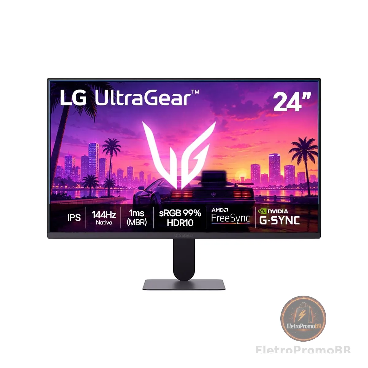 LG UltraGear Monitor Gamer 24" IPS 144Hz nativo, 1ms (MBR), Full HD (1920x1080), HDR10, NVIDIA G-SYNC, AMD FreeSync sRGB, Preto - 24G411B