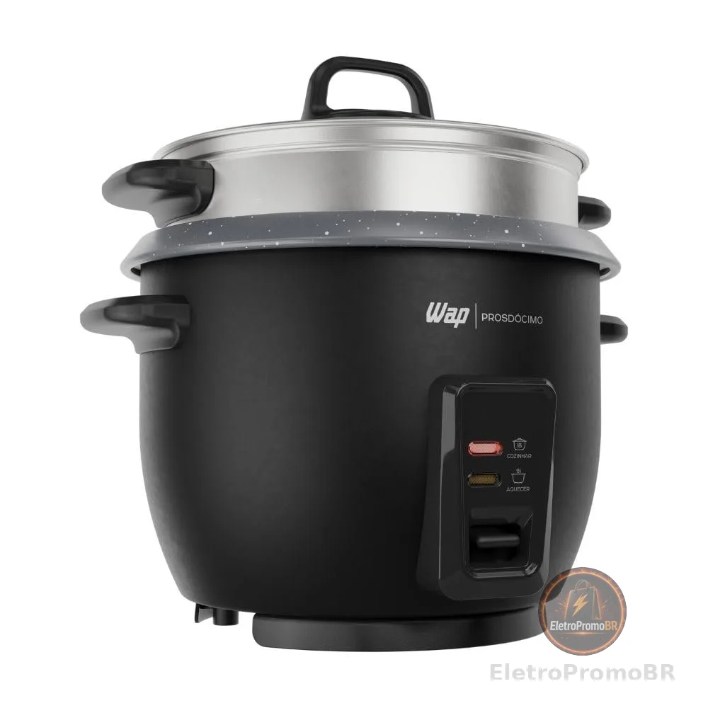 WAP Panela de Arroz Elétrica WRC1000 2 em 1, Suporte para Cozimento de Legumes à Vapor e Desligamento Automático 220V