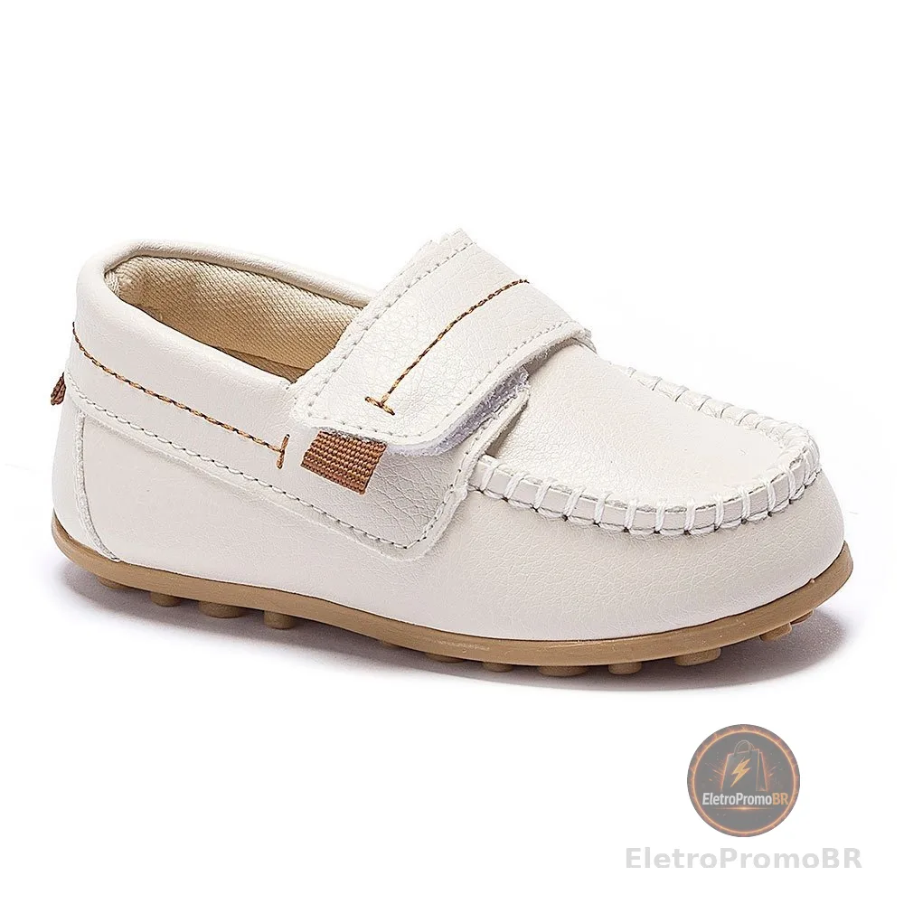 Mocassim Infantil Masculino Sapato Menino Bebê Calce Fácil Estilo Social Festa 37178 Pequito