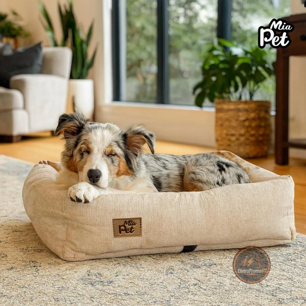 Cama Caminha Pet Cachorro  Suede ou Linho Lavável com Enchimento em Fibra