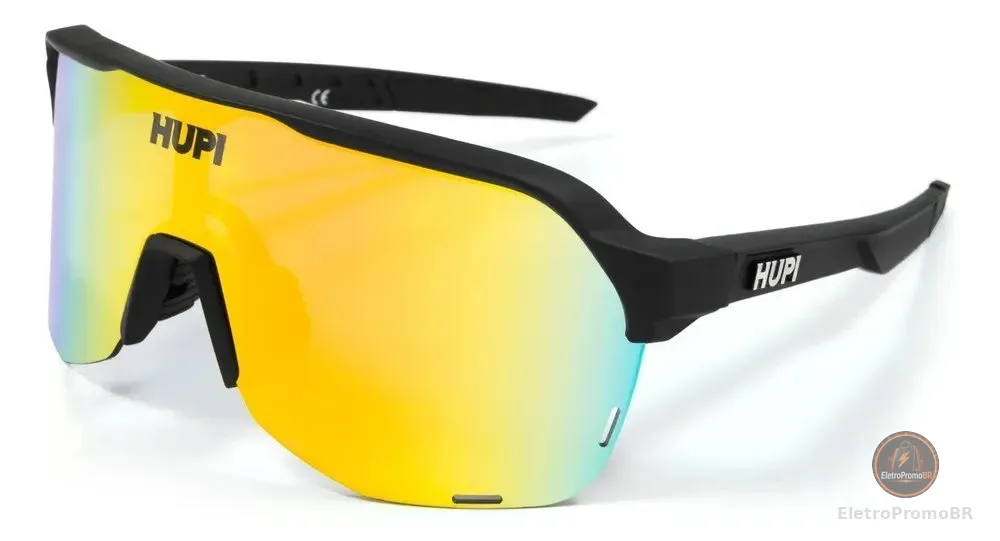 Óculos De Sol Hupi Huez Preto - Lente Dourada Espelho Preto/dourado Dourado Preto