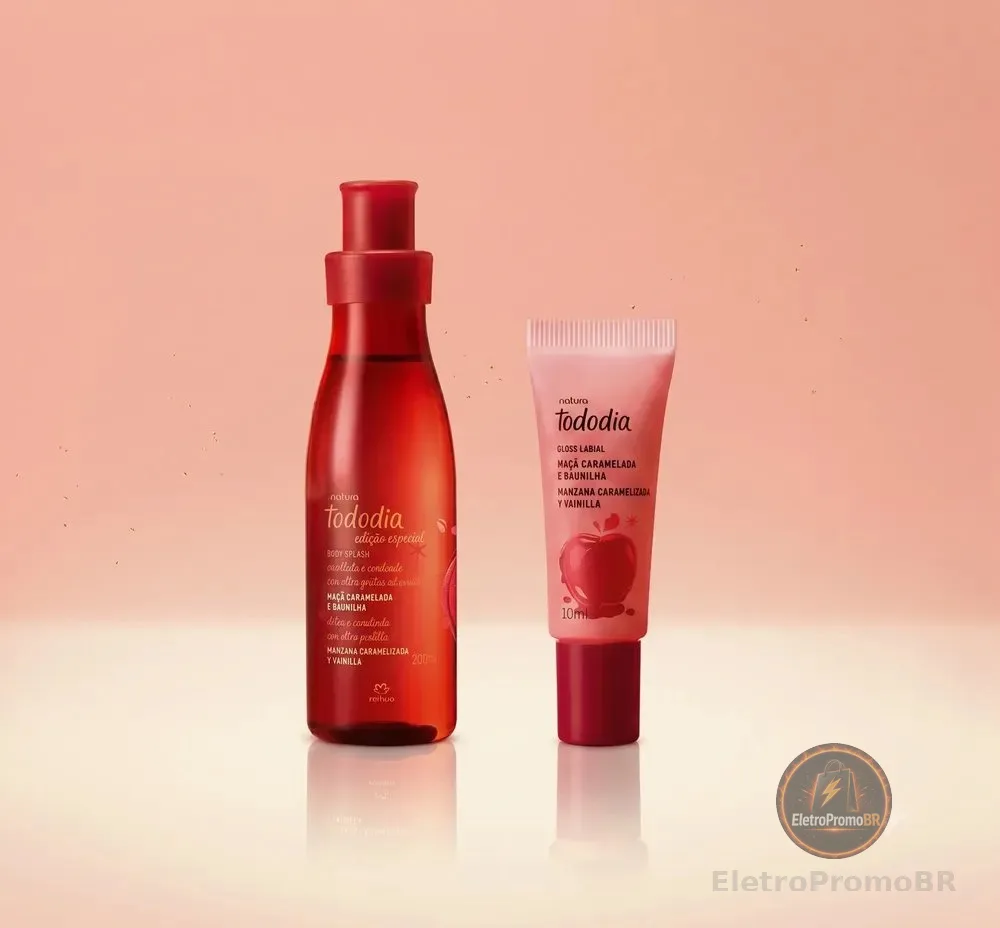 Kit Tododia Maçã Caramelada E Baunilha: Body Splash 200ml + Gloss Labial 10ml