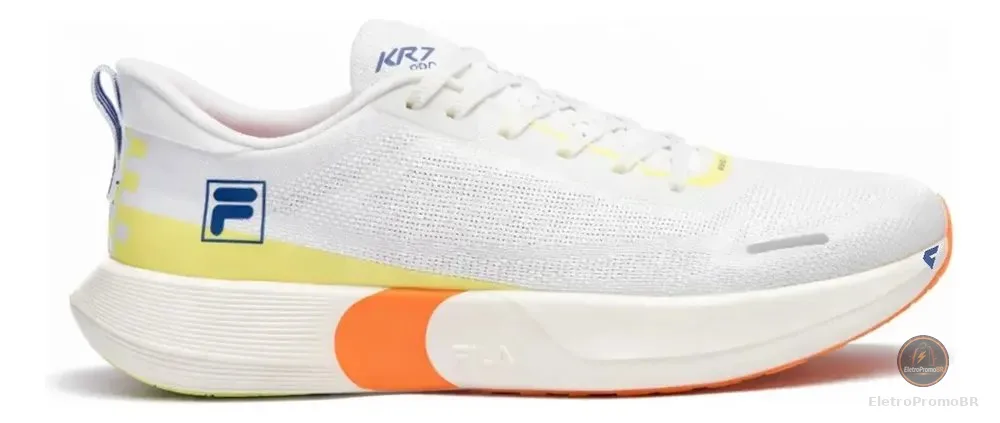 Tenis Fila Kr7 Pro Speed Tech Feminino Branco Branco Verde Limao E Laranja Lisa 38 Br
