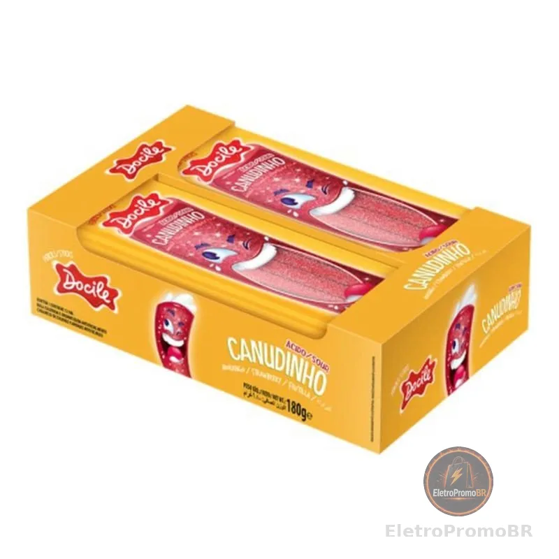 Bala Gelatina Canudinho Morango Citrico Docile Com 12 Unidades De 15g