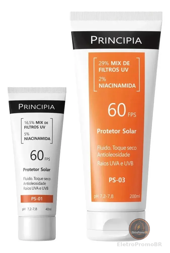 Principia Kit Proteção Facial FPS 60 PS-01 + Corporal 60 PS-03