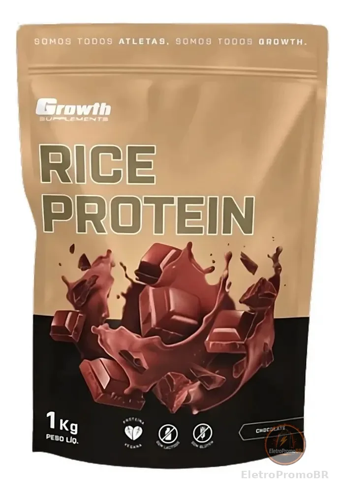 Proteína De Arroz 1kg Growth Supplements - Sabor Chocolate Chocolate