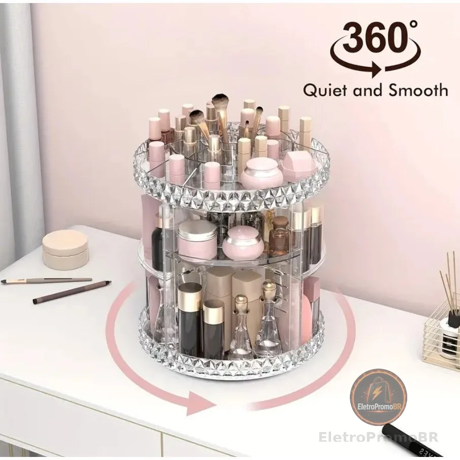 Organizador De Cosmético Maquiagem Acrílico Giratório 360º