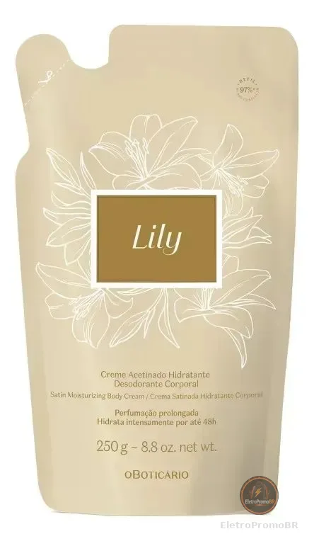 O Boticário Refil Creme Acetinado Hidratante Desodorante Corporal Lily 250g