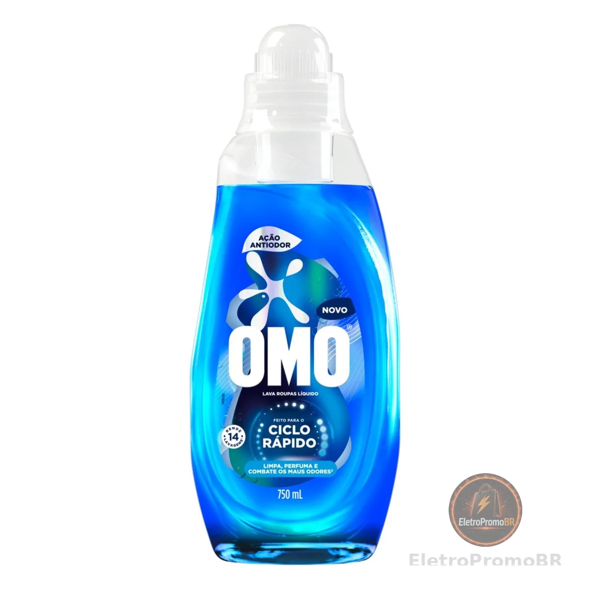 Lava-Roupas Líquido Omo Ciclo Rápido Ação Antiodor Frasco 750ml