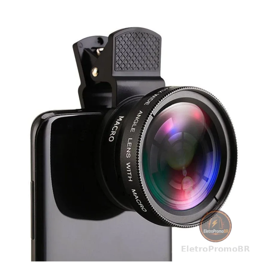 GS 2 Em 1 Kit Clip De Lente Do Telefone Móvel Externo HD Macro 37mm 49UV 0.45x Super Grande Angular 12.5x Da Câmera