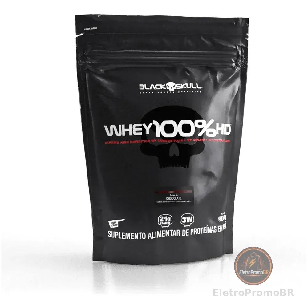 Whey 100% Hd Refil Black Skull - 900g (wpc, Wpi E Wph) Sabor Chocolate