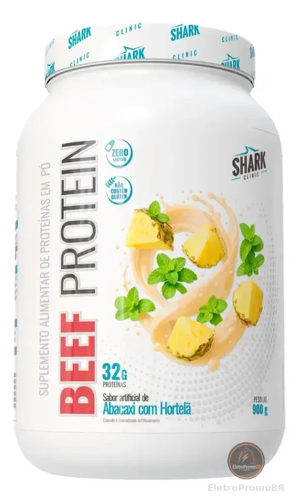 Suplemento Proteína Bovina + Colágeno 900g Shark Pro Sabor Abacaxi Com Hortelã