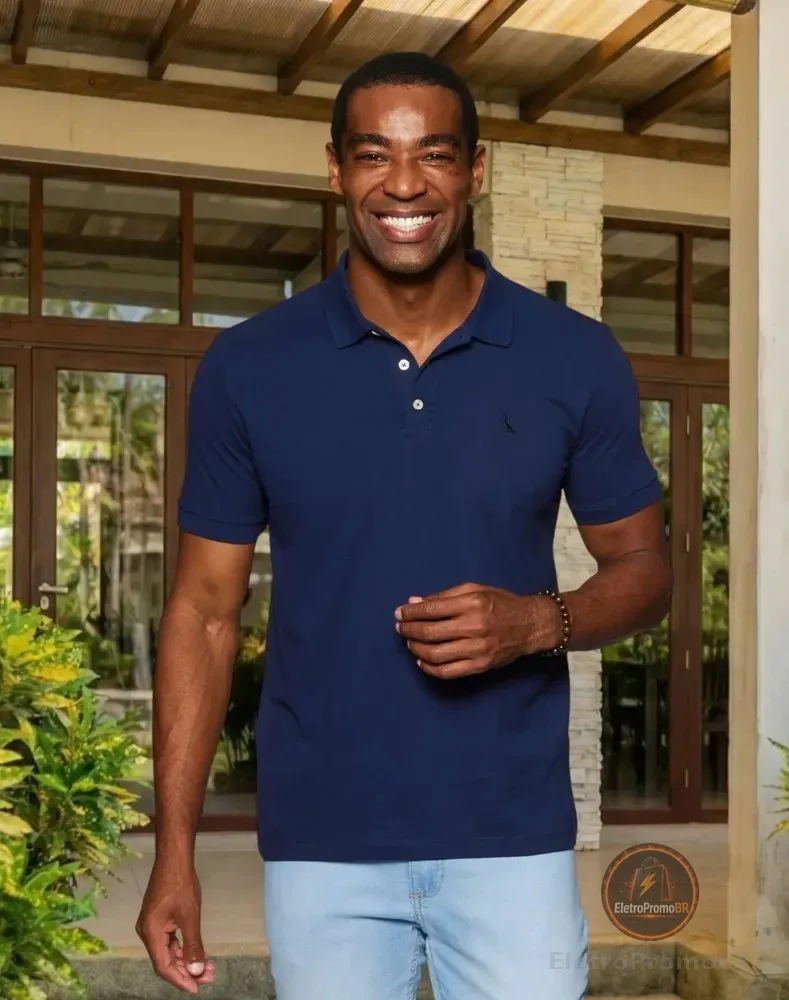 Camisa Polo Reserva Essence Básica Marinho Liso M