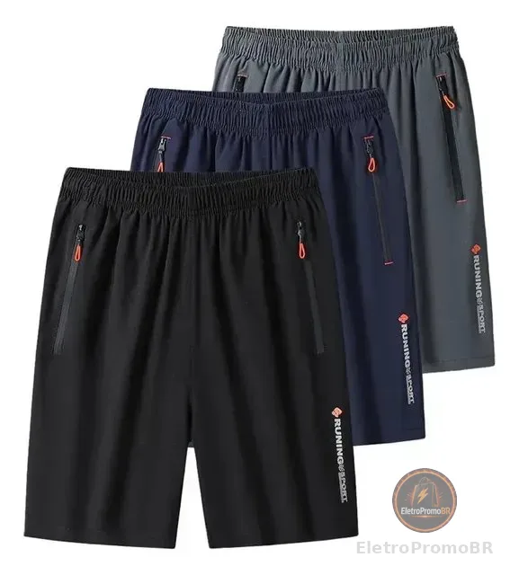 Kit 3 Bermudas Dry Fit De Alto Padrão Para Academia