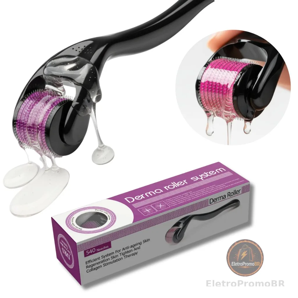 DermaRoller MicroAgulhamento Rolo Agulha System 540 Original Anvisa Preencher Falha Cabelo e Barba Cicatrizes e Manchas