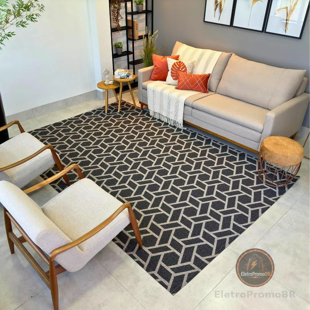 Tapete Dubai 300x500 Grande Para Sala Tv Stilo Luxo Casa Lavável (MARROM E BEGE GEOMETRICO)