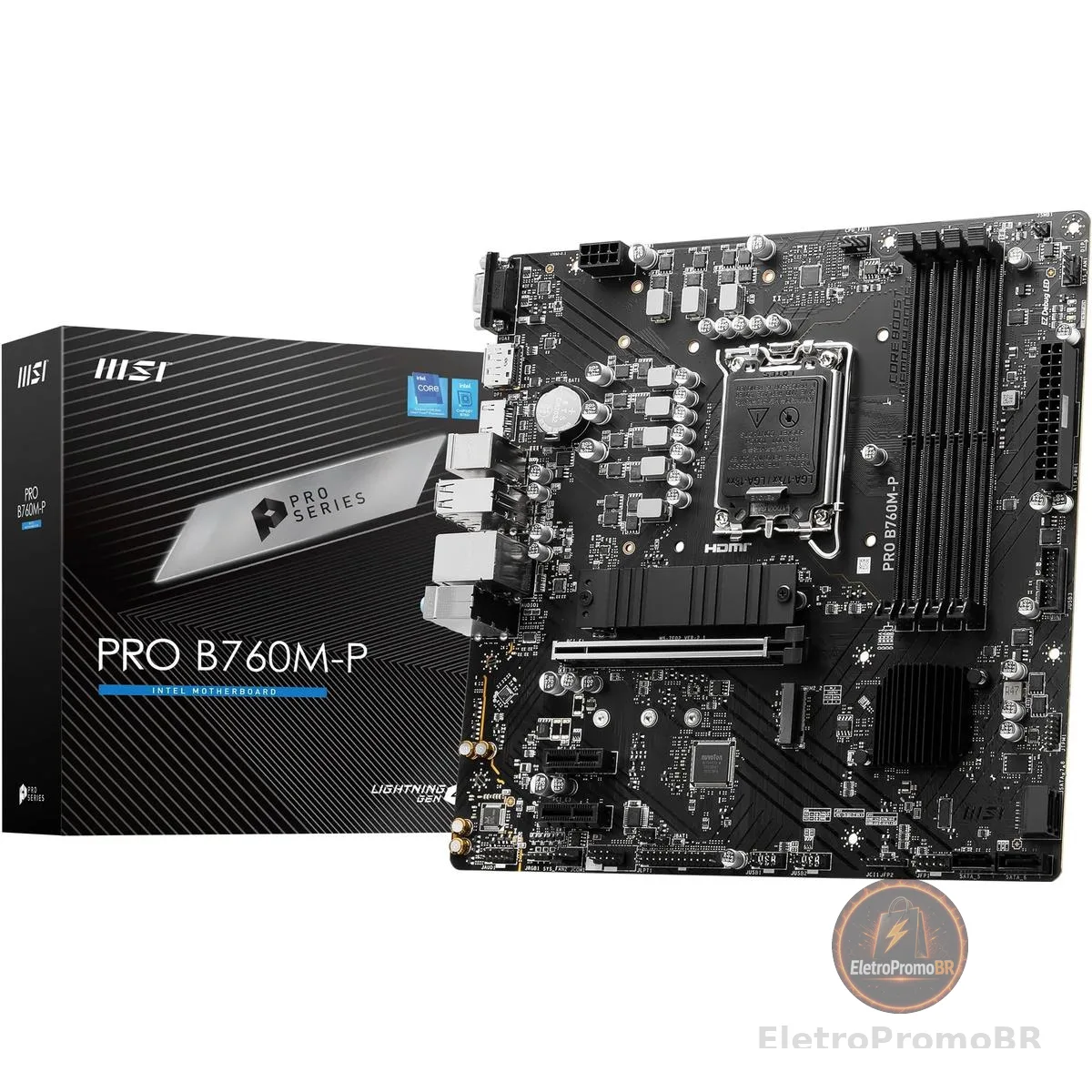 Placa Mãe MSI PRO B760M-P (LGA 1700/4xDDR5/HDMI/DP/VGA/M.2/USB 3.2)