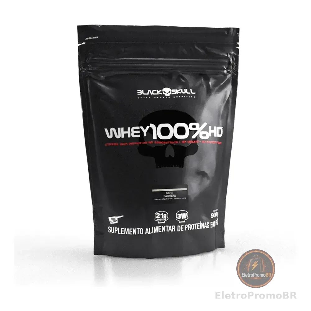 Whey 100% Hd Refil Black Skull - 900g (wpc, Wpi E Wph) Sabor Cookies & Cream