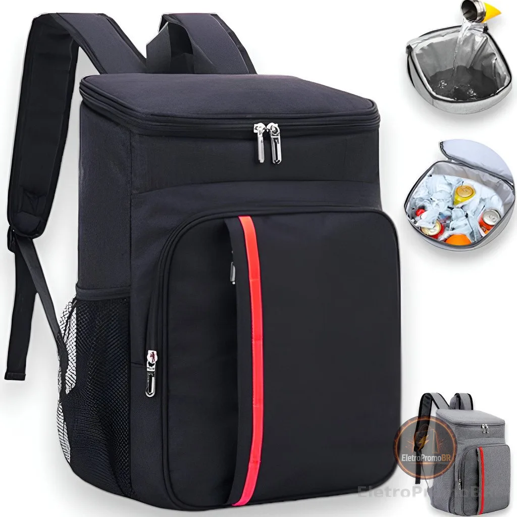 Mochila Térmica Cooler Capacidade 23L Impermeável Portátil Piquenique Quente Frio ref Bosco.Loja