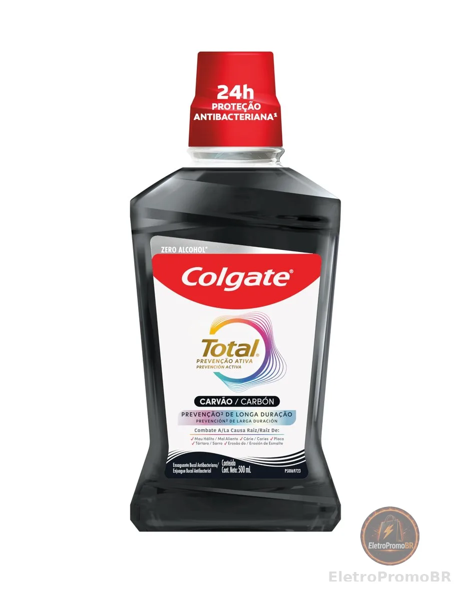 Colgate Total Carvão Ativado Enxaguante Bucal Multibenefício, 500ml